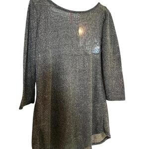 Paolino black and gold metallic sheer sweater tunic women's size large/xlarge